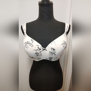 Cacique Black and White Floral Bra